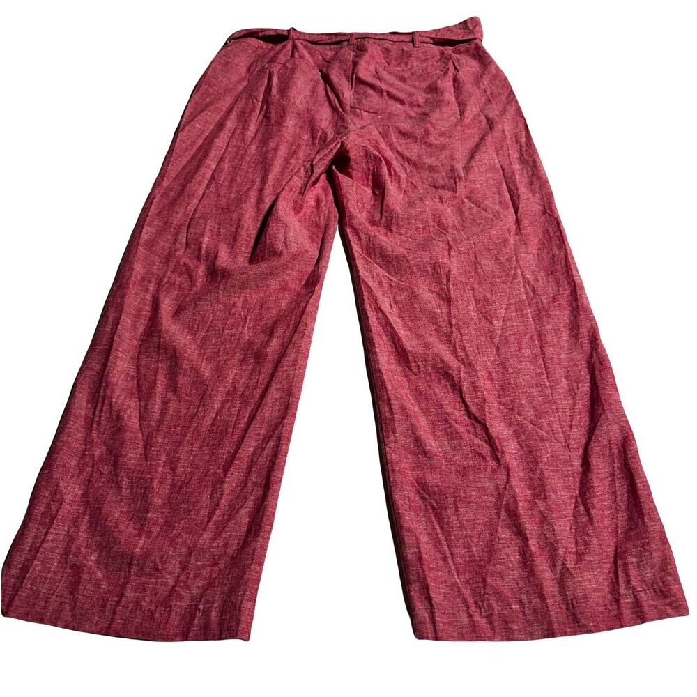 Linea Donna Linen Blend 2 Piece Set Matching Wide Leg Pants Top Red Sz 1X 2X NWT - Picture 12 of 16